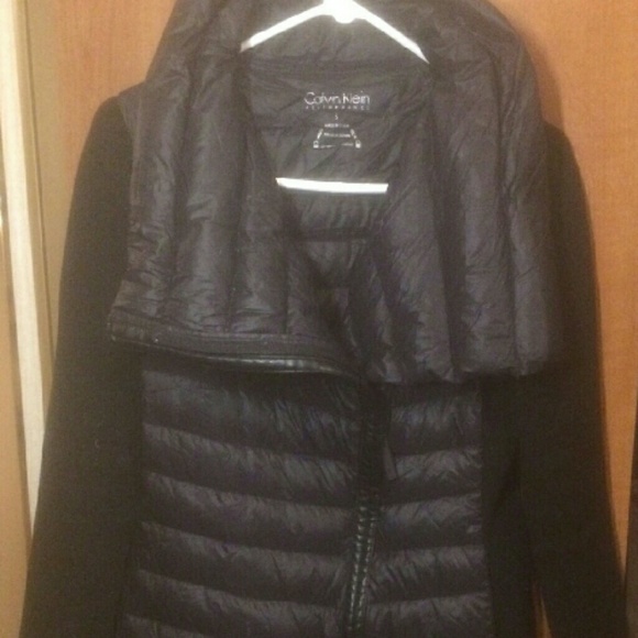 calvin klein asymmetrical puffer coat